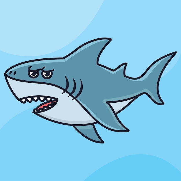 Vector cute shark cartoon vector icon illustration logo mascot hand drawn concept trandy cartoon