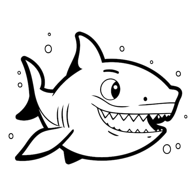 Vector cute shark cartoon vector illustration isolated on white background