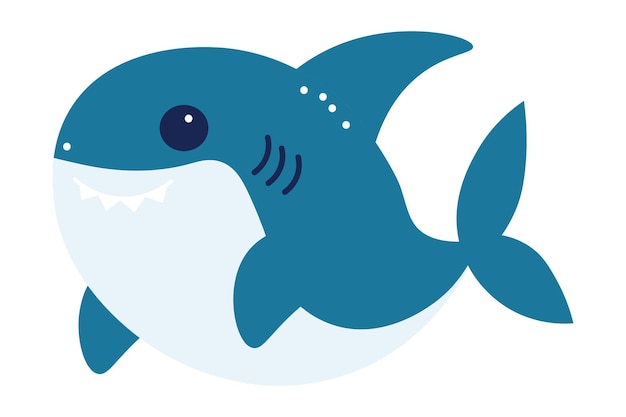 cute shark cartoon vector illustration sea life