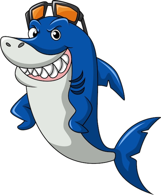 Cute shark cartoon with sunglasses