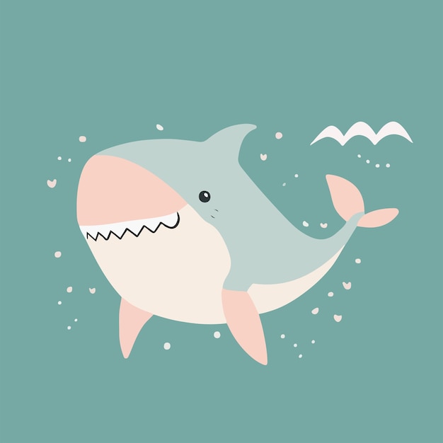 Cute shark character in simple color