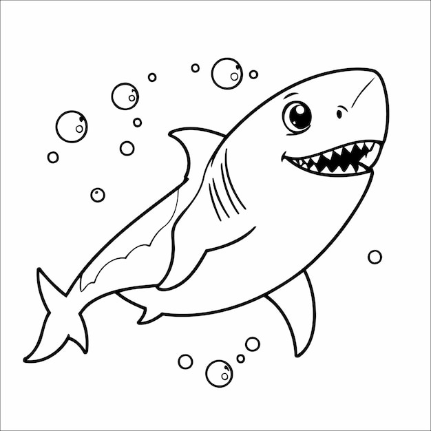 Vector cute shark coloring book for kids