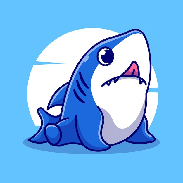 cute shark illustration cartoon mascot vector icon