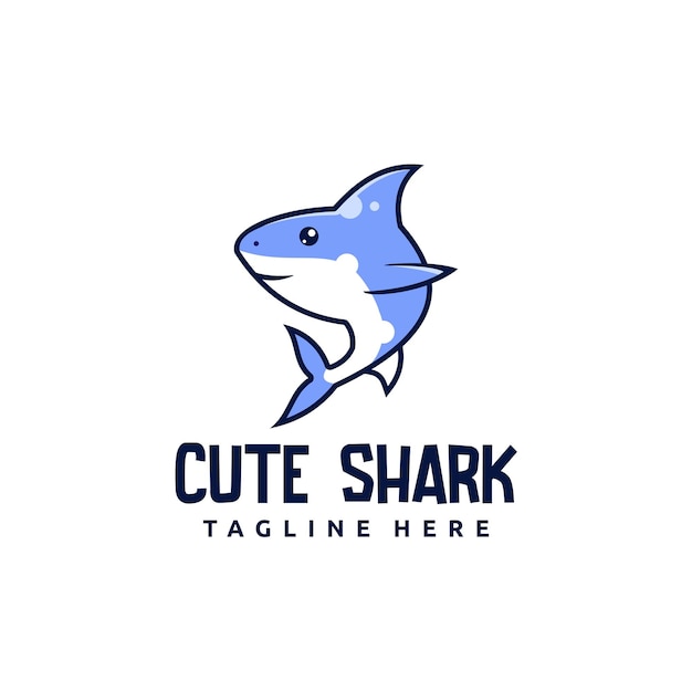 Cute shark logo mascot design illustration