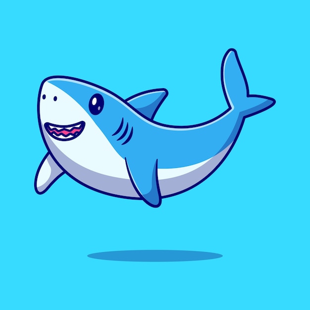 Cute shark swimming vector cartoon icon illustration