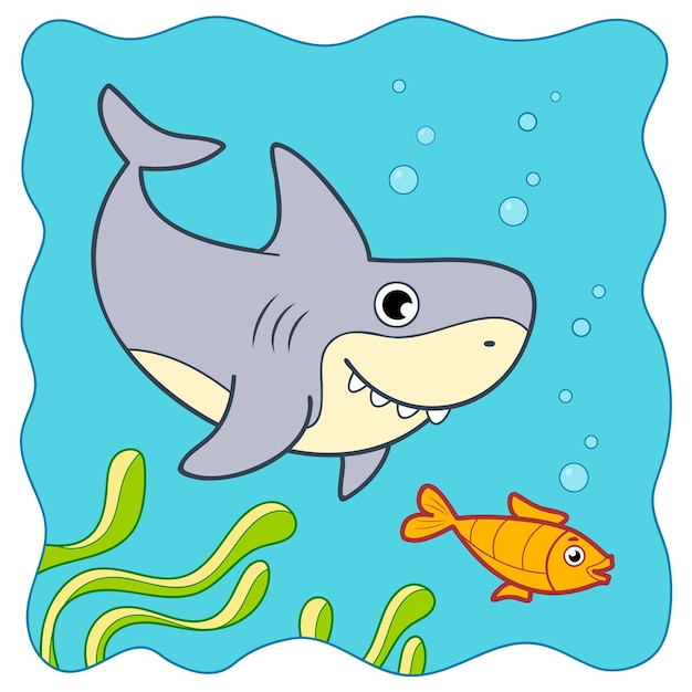 Cute Shark underwater cartoon Shark clipart