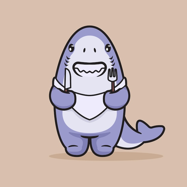 Милая акула ждет обеда иллюстрации