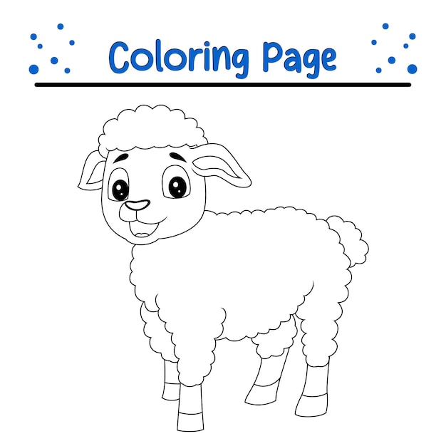 Vector cute sheep animal coloring page for kids