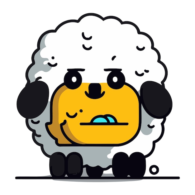 Vector cute sheep cartoon character mascot character vector illustration