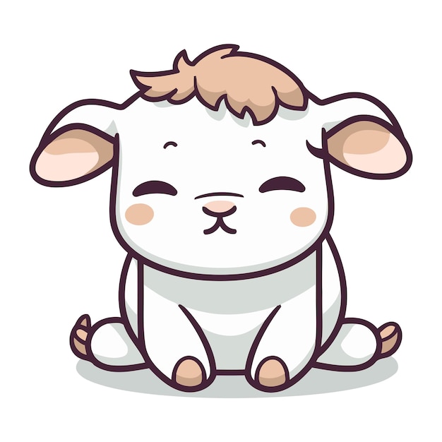 Cute sheep cartoon character vector illustration Cute cartoon sheep