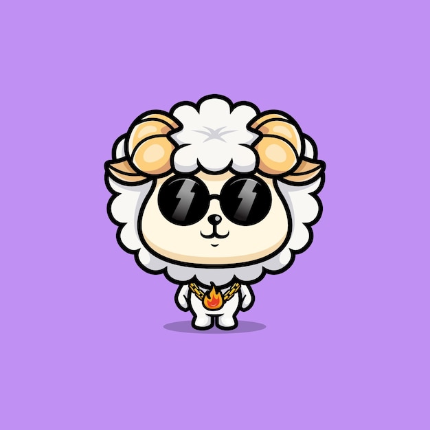 Vector cute sheep cartoon icon character chibi animal mascot illustration vector