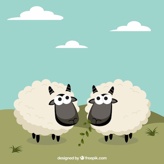 Cute sheep in cartoon style