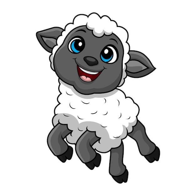 Cute sheep cartoon on white background