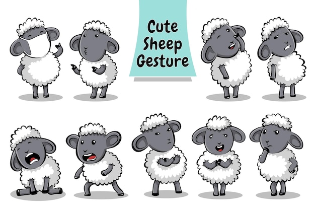 Cute sheep character gesture and expression