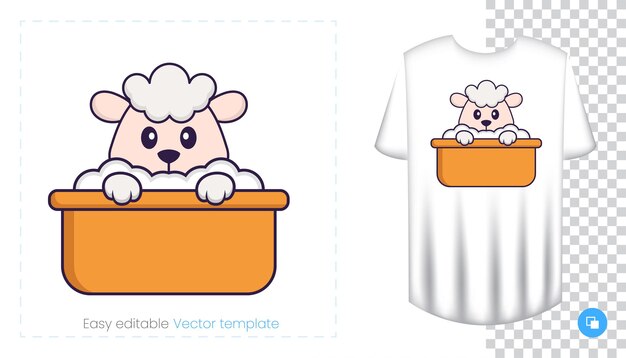 かわいい羊のキャラクター。 tシャツ、スウェットシャツ、携帯電話用ケース、お土産にプリント。