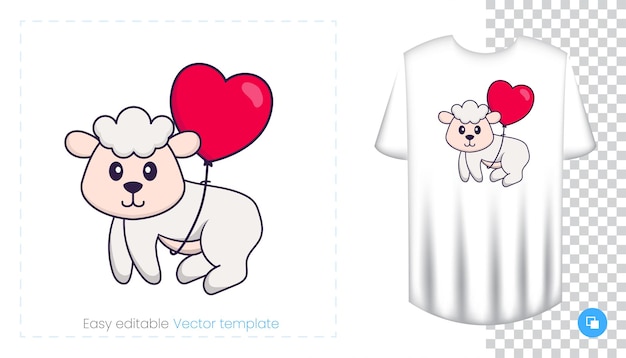 Cute sheep character. Prints on T-shirts, sweatshirts, cases for mobile phones, souvenirs.