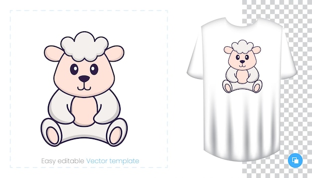 Cute sheep character. Prints on T-shirts, sweatshirts, cases for mobile phones, souvenirs.