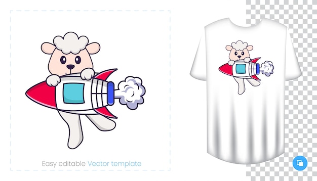 Cute sheep character. Prints on T-shirts, sweatshirts, cases for mobile phones, souvenirs.