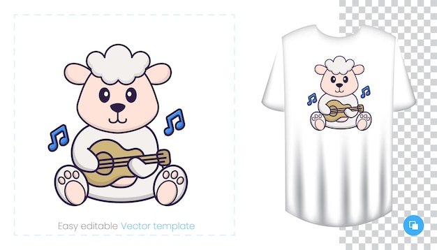 かわいい羊のキャラクター。 Tシャツ、スウェットシャツ、携帯電話用ケース、お土産にプリント。