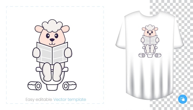 Cute sheep character. Prints on T-shirts, sweatshirts, cases for mobile phones, souvenirs.