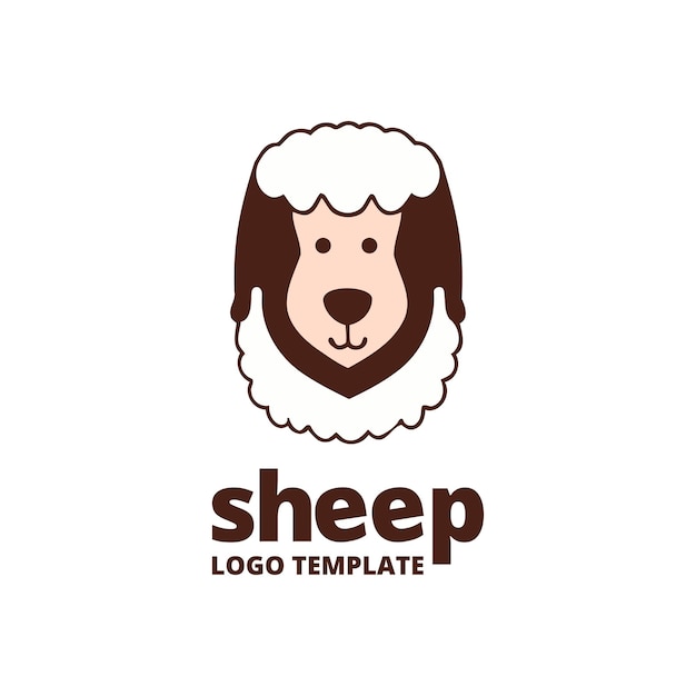 可愛い羊 キャラクター 羊 マスコット 羊 ミニマル ロゴ テンプレート