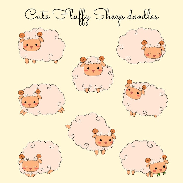 Vector cute sheep doodles