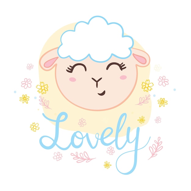 Cute sheep Good for holiday card Flat icon Vector illustration