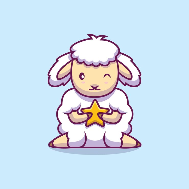 वेक्टर cute sheep holding star cartoon illustration