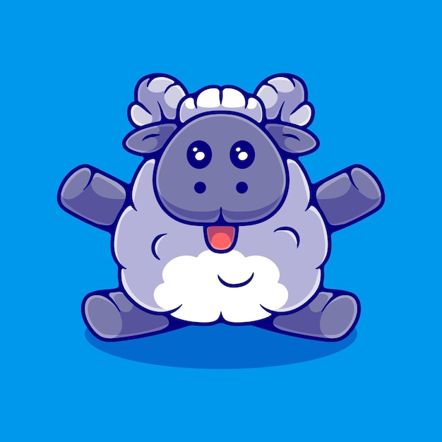 Cute sheep illustration suitable for mascot sticker and tshirt design