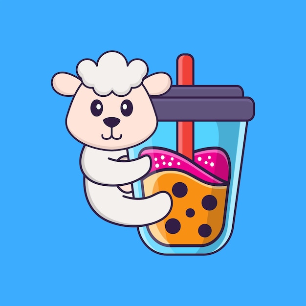 Cute sheep mascot character animal cartoon concept isolated