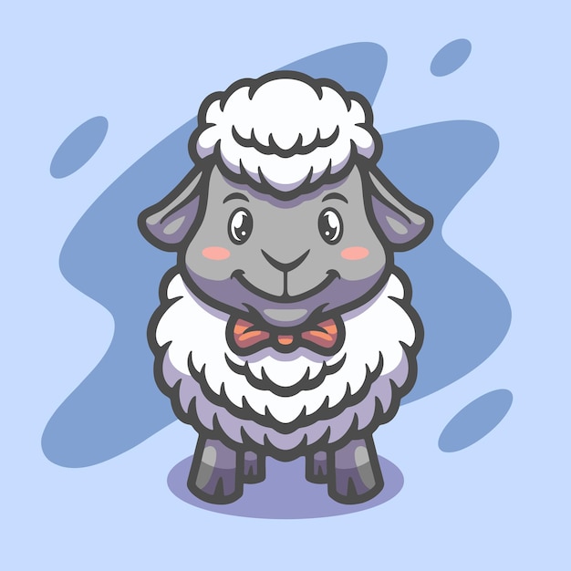 Vector cute sheep mascot illustration design