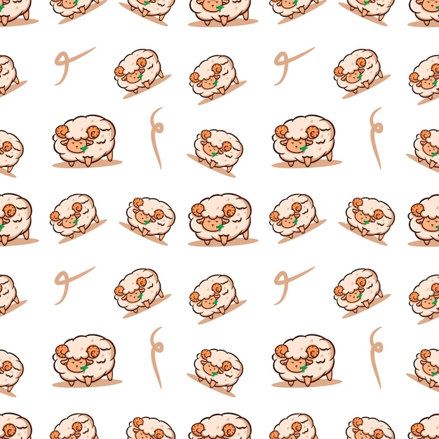 Cute sheep seamless pattern background