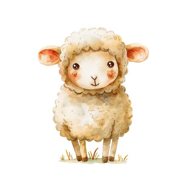 cute sheep vector illustration in watercolour style