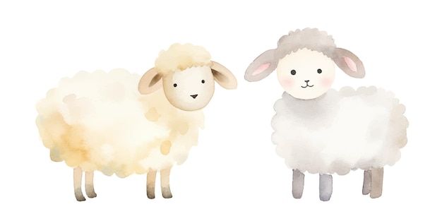 cute sheep watercolor vector illustration