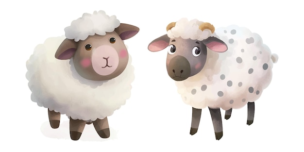 cute sheep watercolour vector illustration