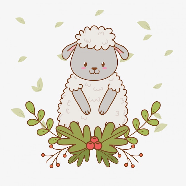 Cute sheep woodland character