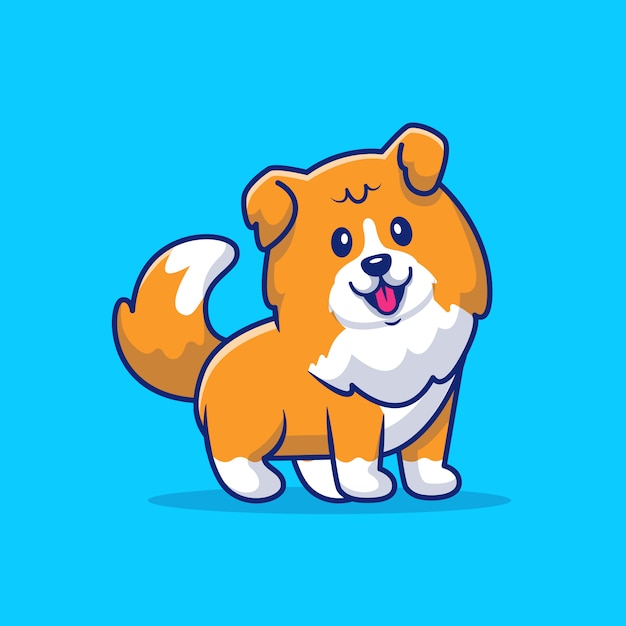 Vector cute sheltie dog cartoon   icon illustration. animal icon concept isolated  . flat cartoon style