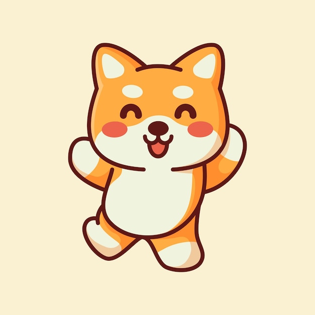 Cute shiba dog doing adorable pose jumps