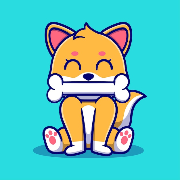 Vector cute shiba inu cartoon icon illustration