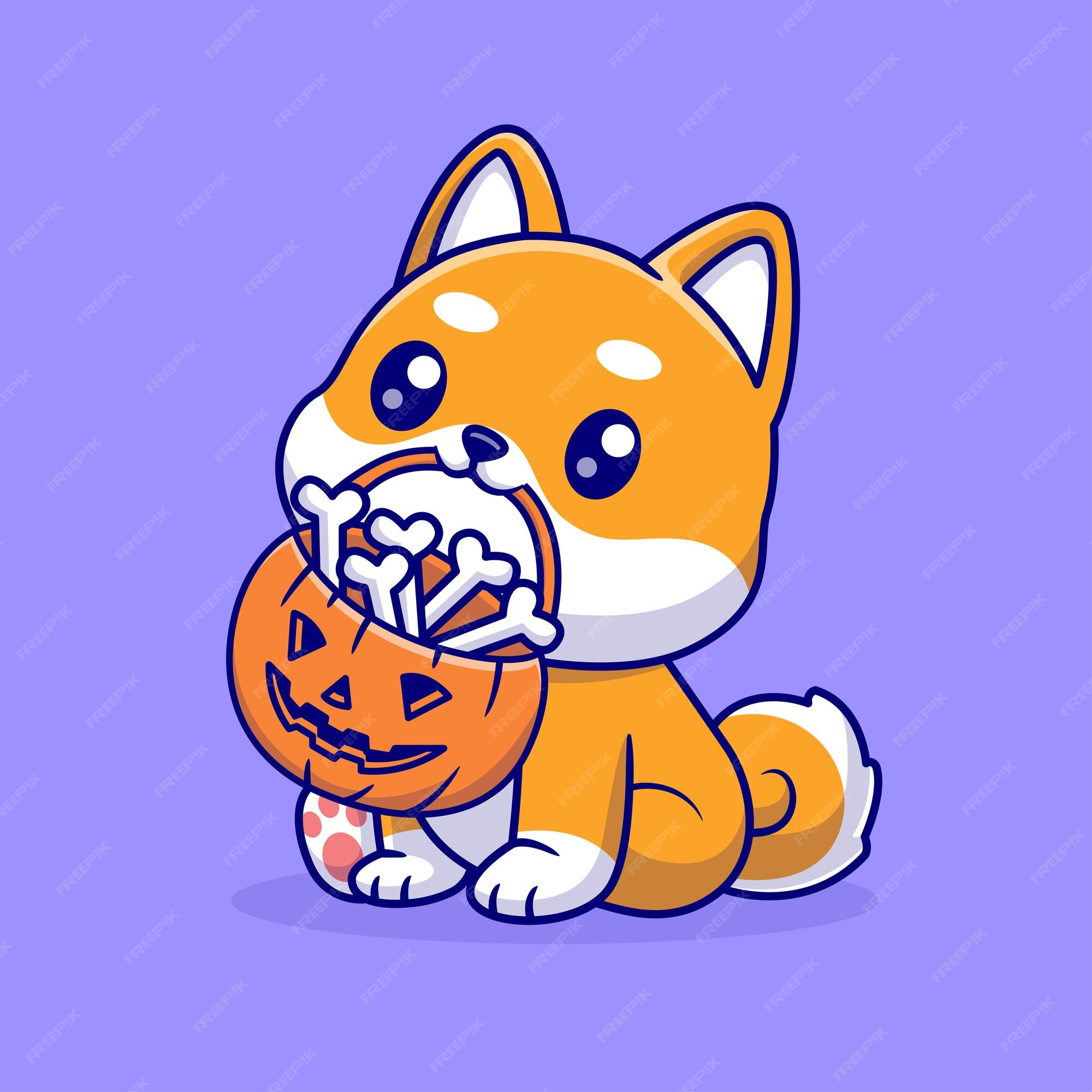Premium Vector Cute Shiba Inu Dog Bring Bone With Pumpkin Basket premium-vector-cute-shiba-inu-dog-bring-bone-with-pumpkin-basket