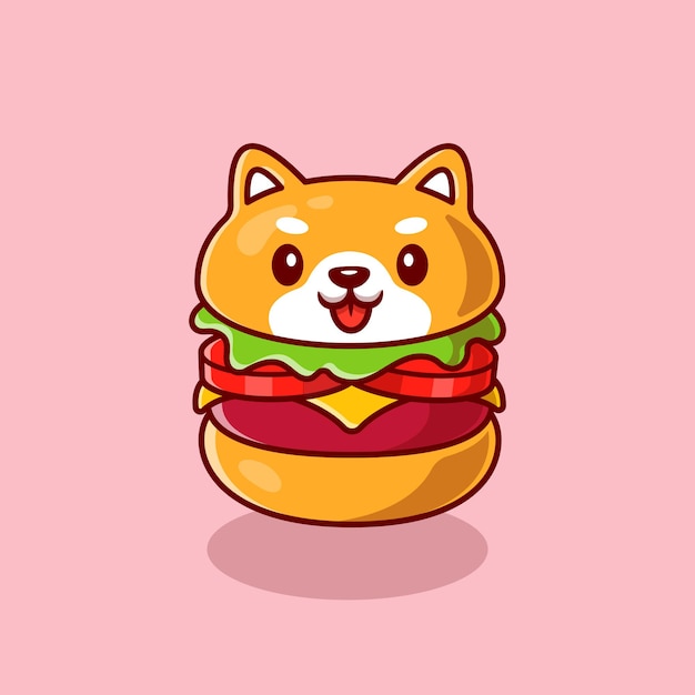 Cartoon carino shiba inu dog burger