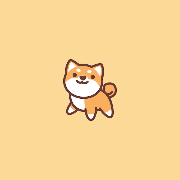 Cute shiba inu dog cartoon icon