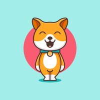 Cute shiba inu dog cartoon illustration