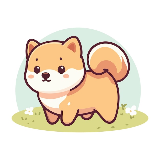 Una caricatura di un cane shiba inu cartoon carino