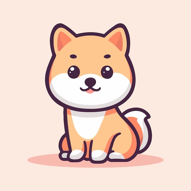 Vector cute shiba inu dog cartoon illustration