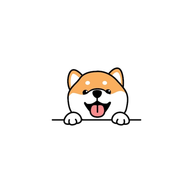 Vettore cute shiba inu cane cartone animato illustrazione vettoriale