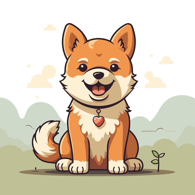 Cute Shiba Inu Dog Confuse Cartoon Illustration Cartoon eps