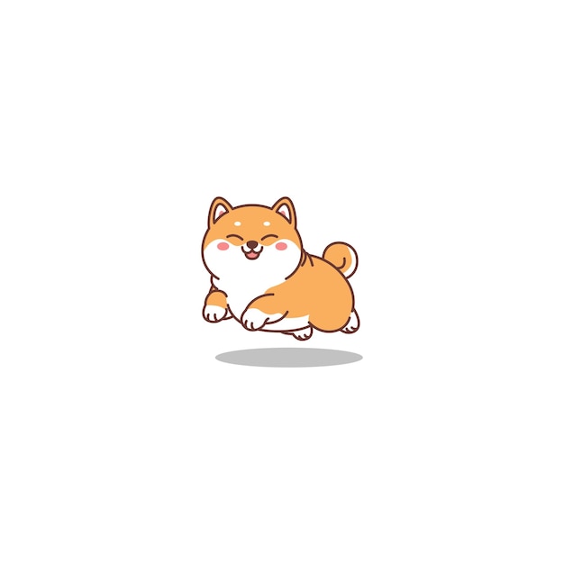 cute shiba inu dog jumping cartoon vector illustration