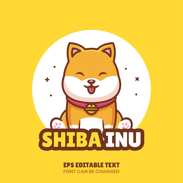 벡터 귀여운 shiba inu 강아지 로고 벡터 아이콘 그림 프리미엄 동물 평면 스타일에 고립 된 로고