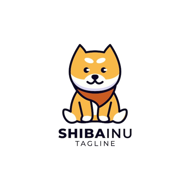 Vector cute shiba inu dog logo